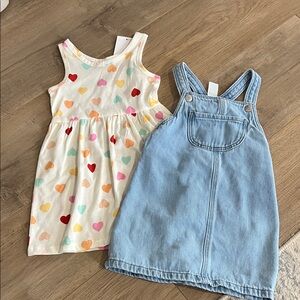 Heart Print and Denim Kids Dress Set